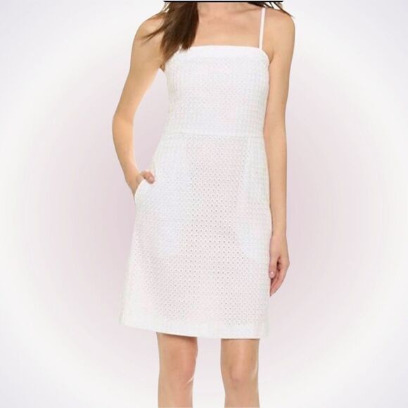 Theory white eyelet classic sleeveless tube top dress | Sz 4 - Picture 1 of 5